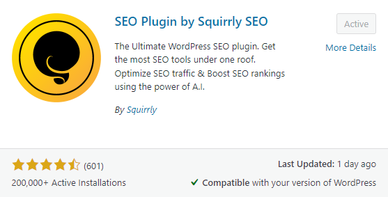 Ny på listen over de beste SEO-plugins for WordPress: SEO Plugin by Squirrly 